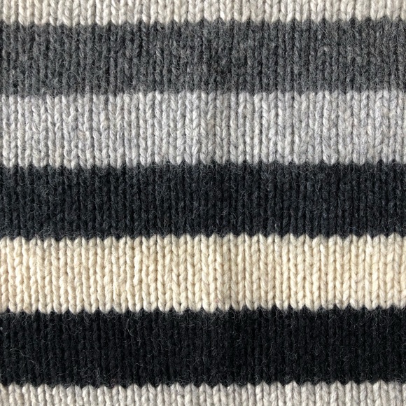 Vintage Gap Women's Black Grey Cream Striped Chunky Turtleneck Sweater S - Picture 9 of 12